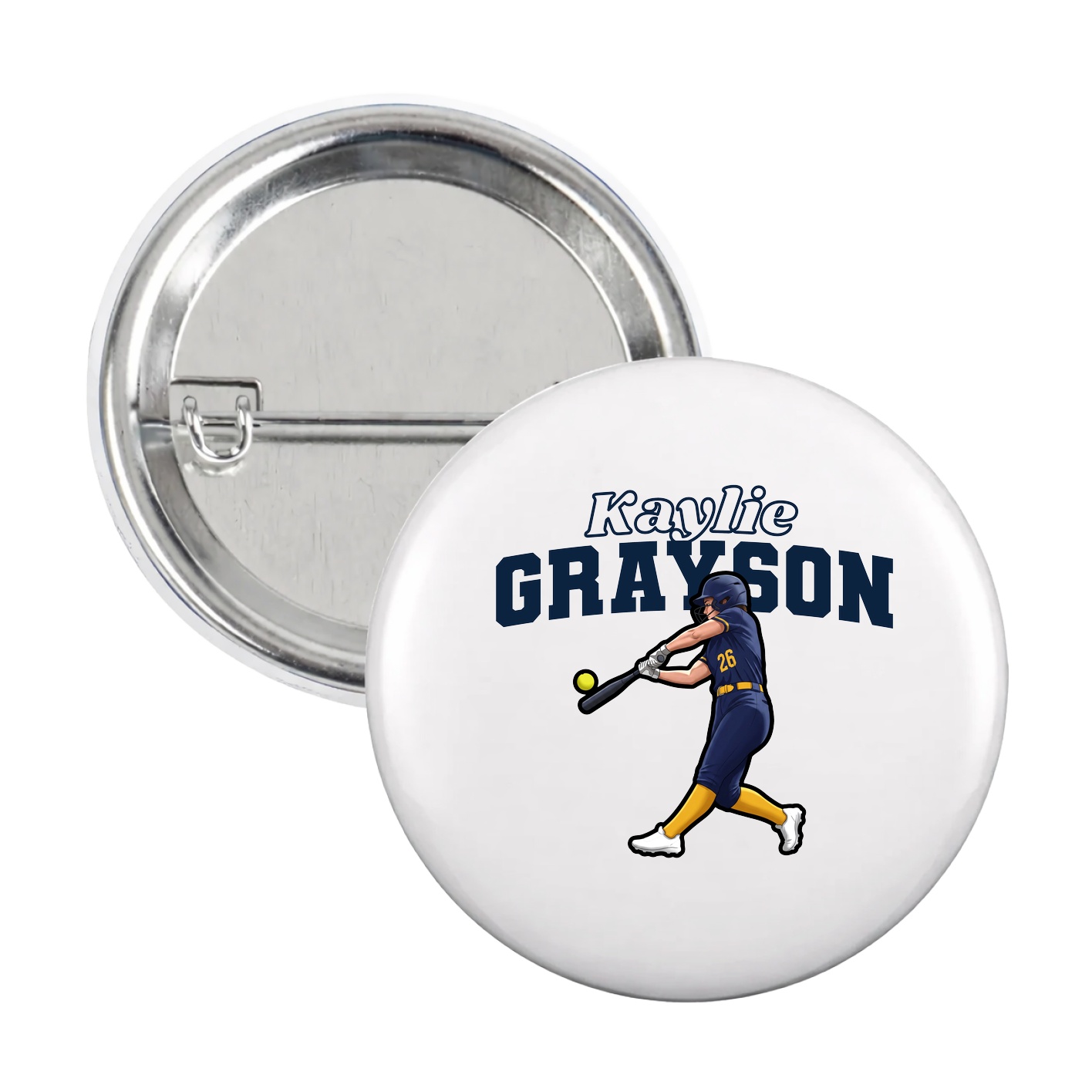 Game Day Button — Name Arch in White