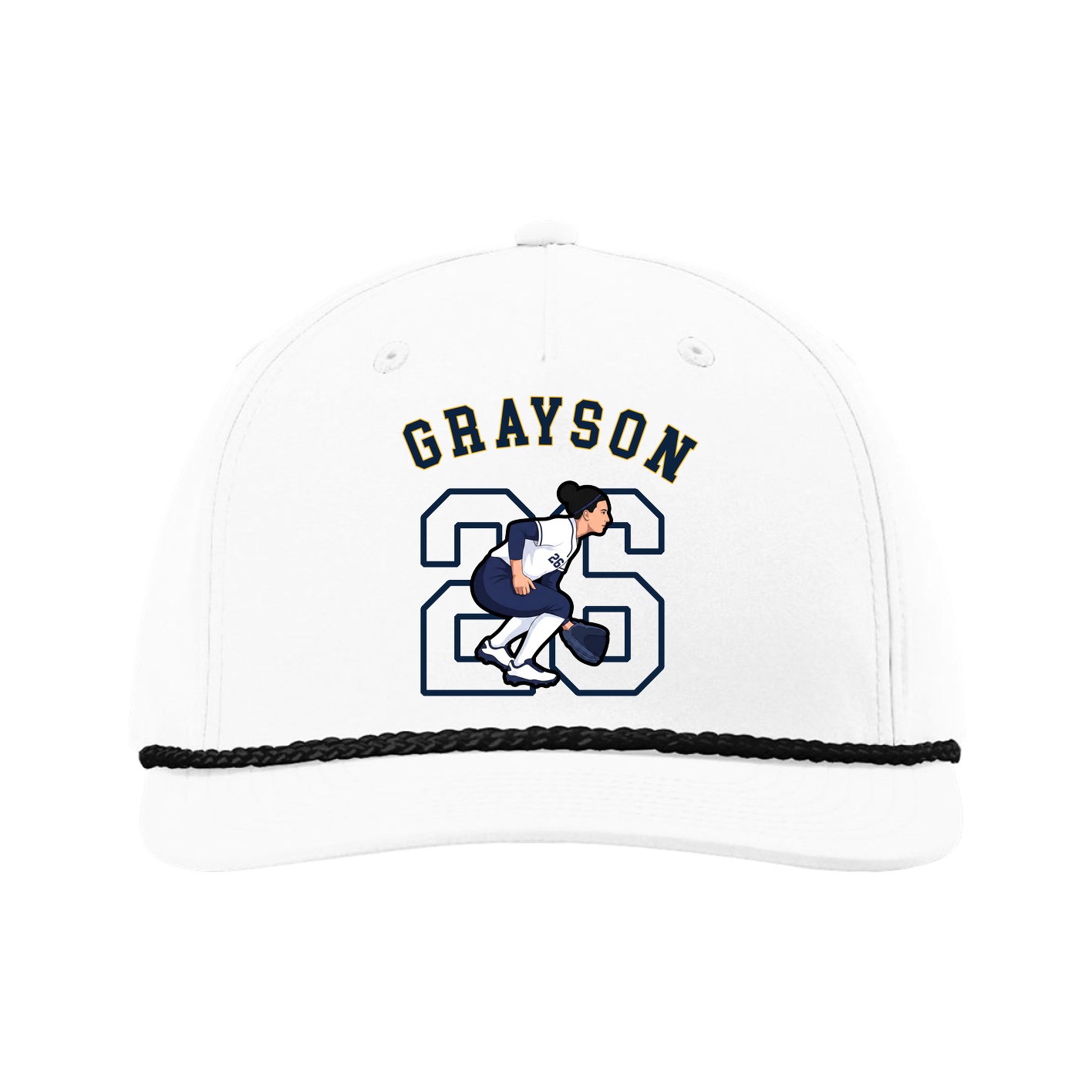 Five-Panel Classic Rope Cap — Shirsey Arch in White
