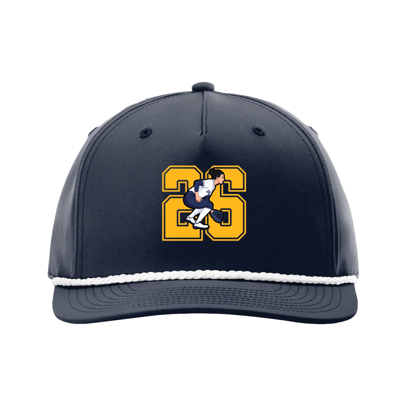 Five-Panel Classic Rope Cap — Number in Navy