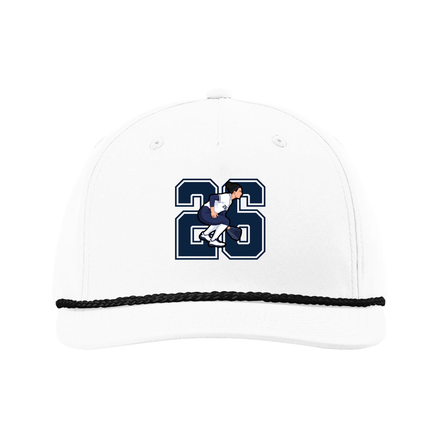 Five-Panel Classic Rope Cap — Number in White