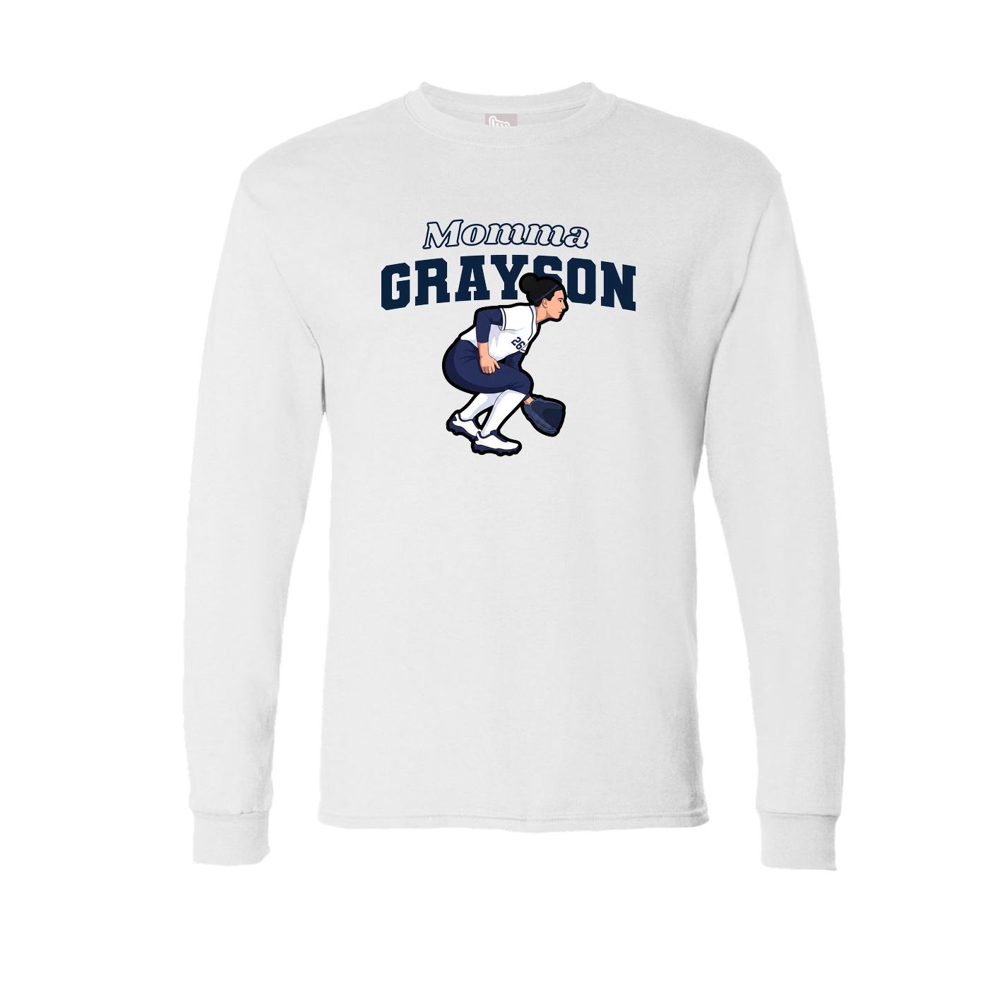 Long Sleeve Tee — Mothers Day Block in White
