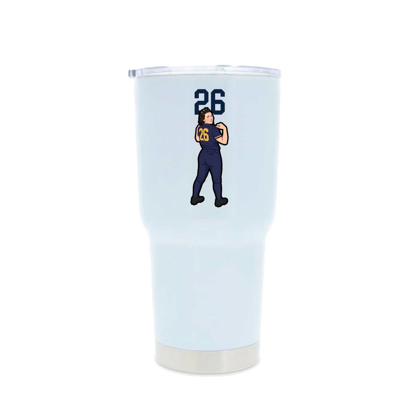 30oz Stainless Steel Tumbler — Number Top in White