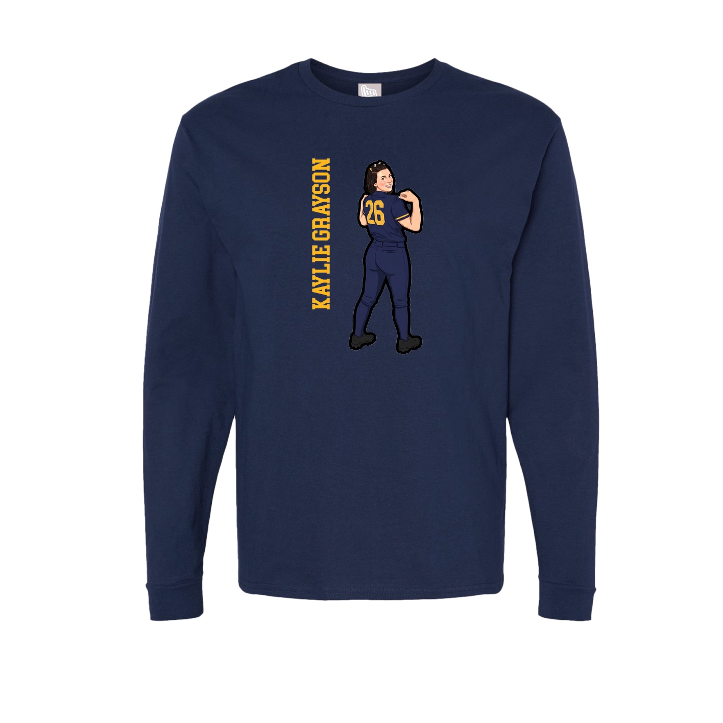 Long Sleeve Tee — Name Vertical in Navy