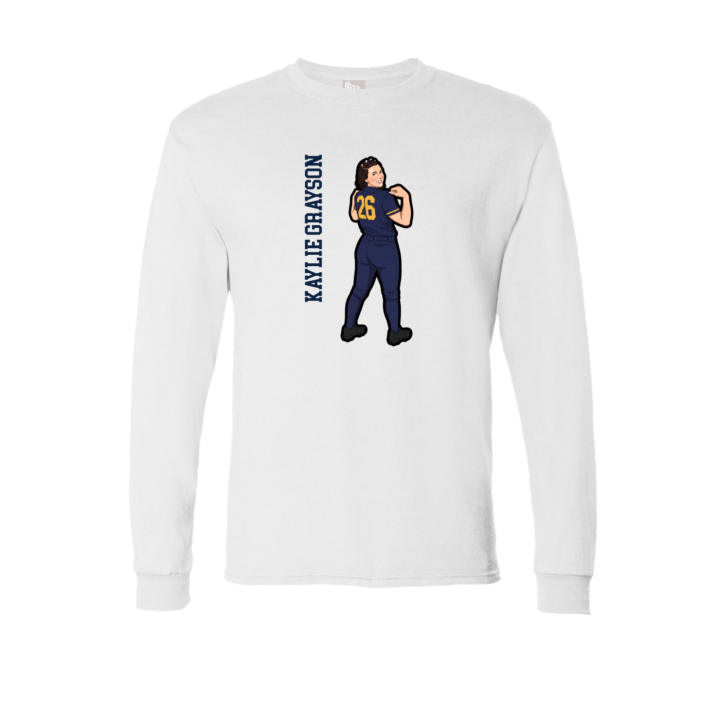 Long Sleeve Tee — Name Vertical in White