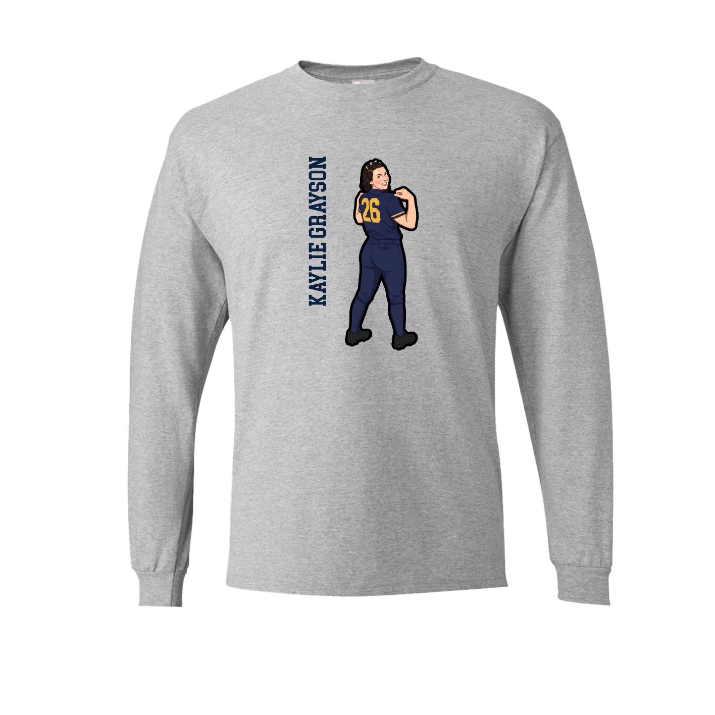 Long Sleeve Tee — Name Vertical in Grey