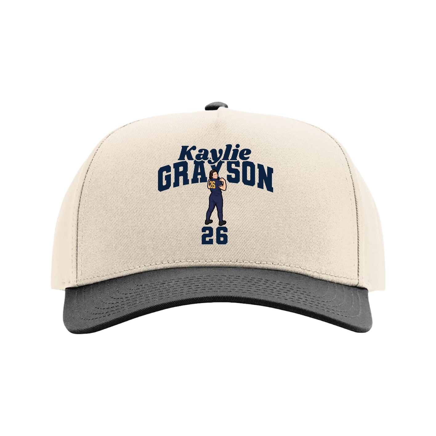 Full Fabric Five-Panel Champ Cap — Signature Arch in Cream/Black