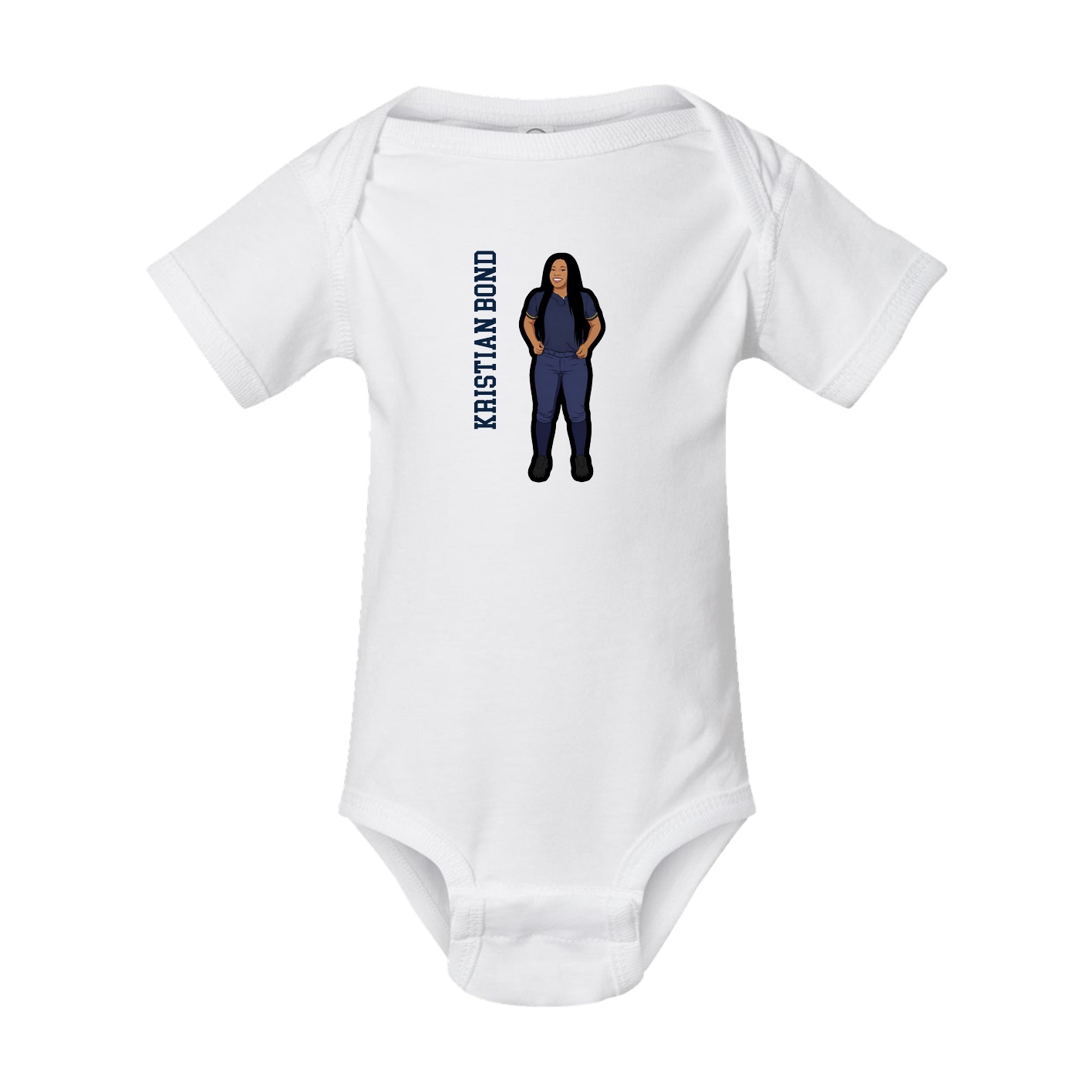 Baby Onesie — Name Vertical in White