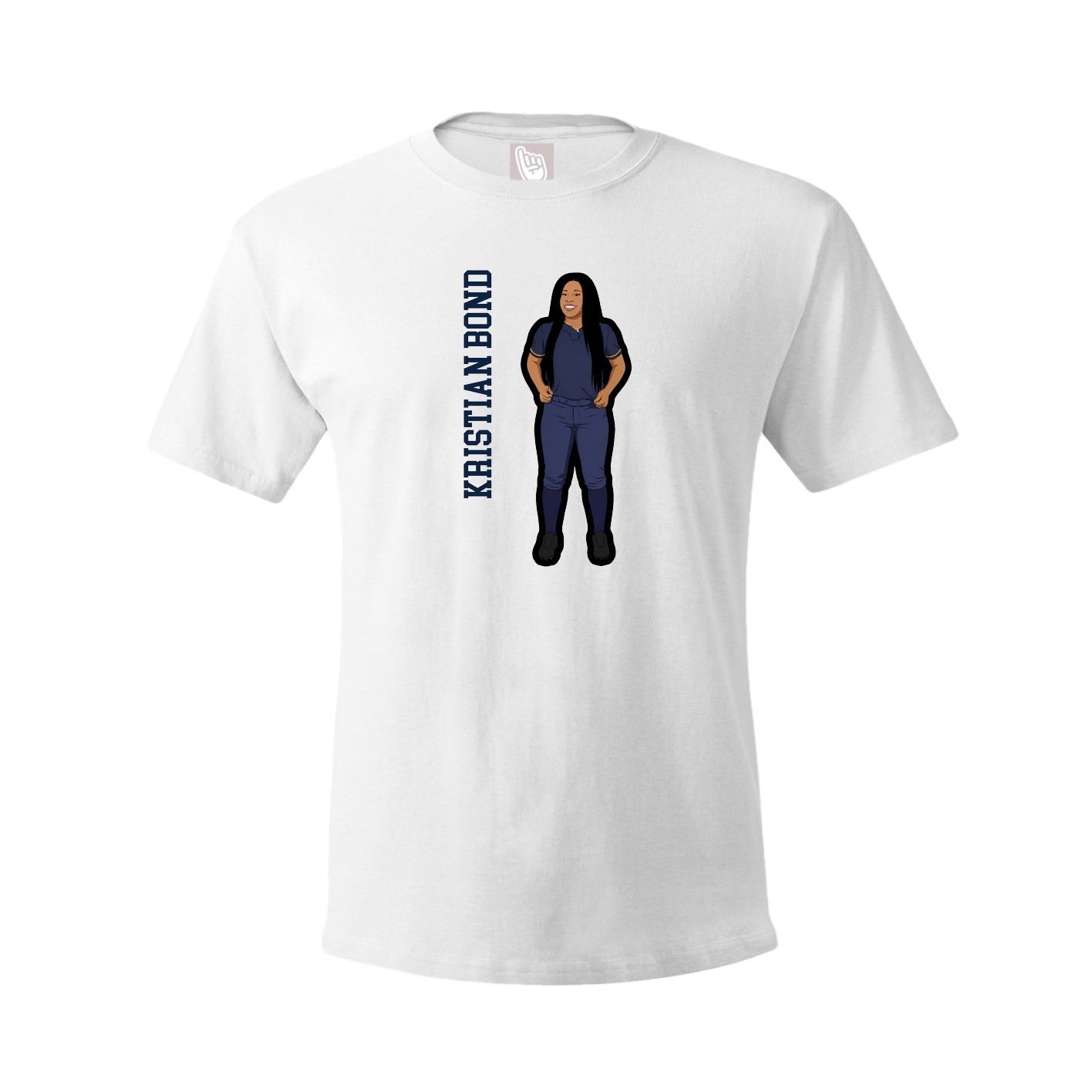 Tee — Name Vertical in White