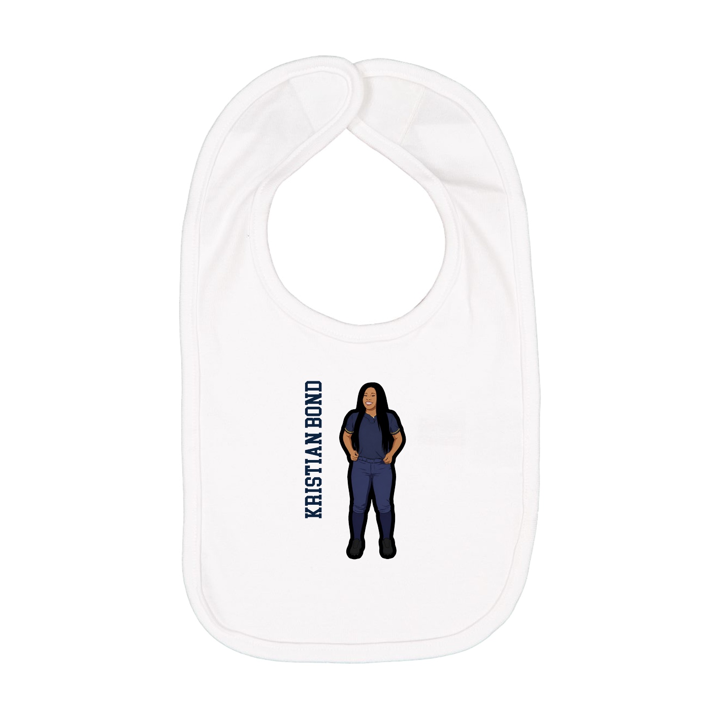 Infant Bib — Name Vertical in White