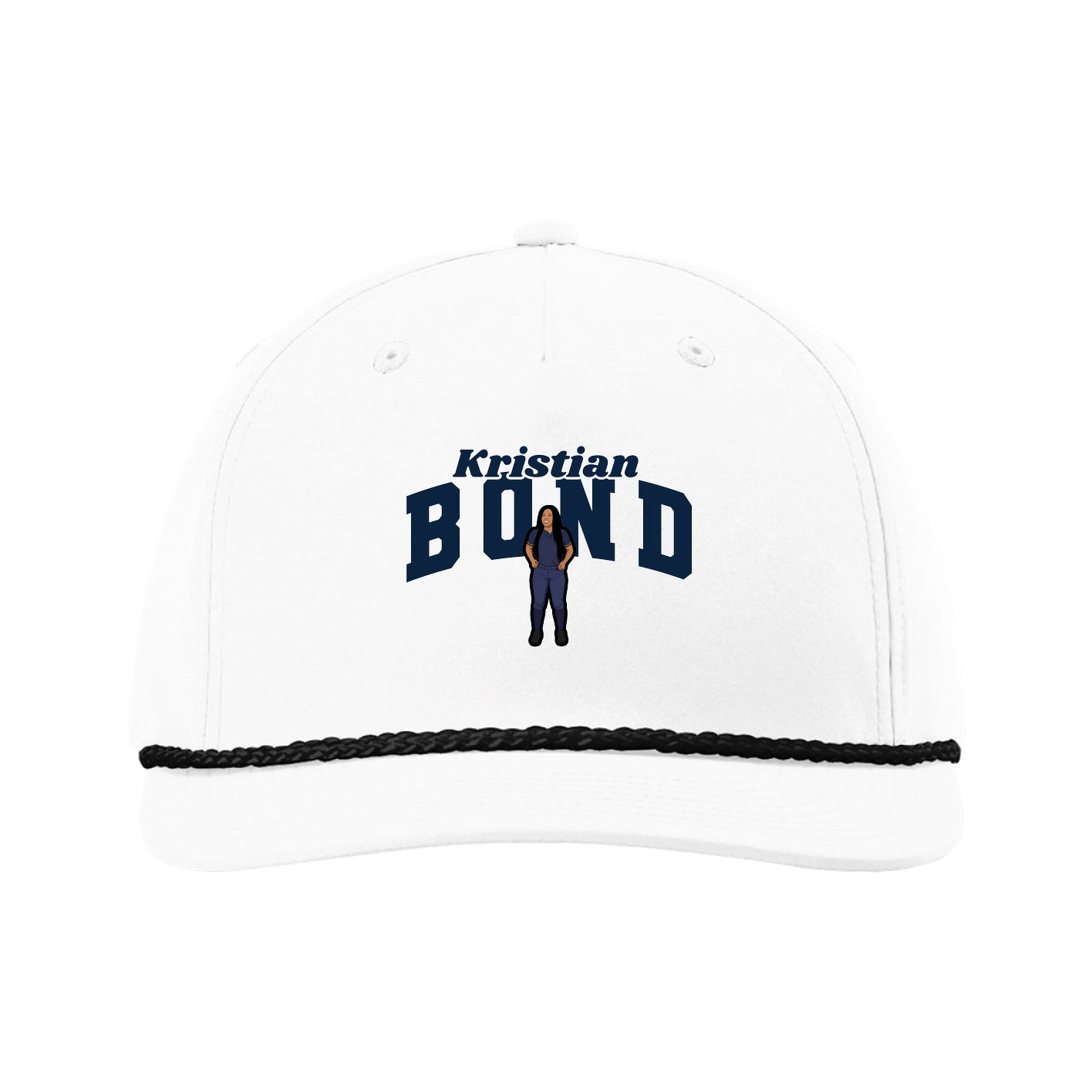 Five-Panel Classic Rope Cap — Signature Arch in White