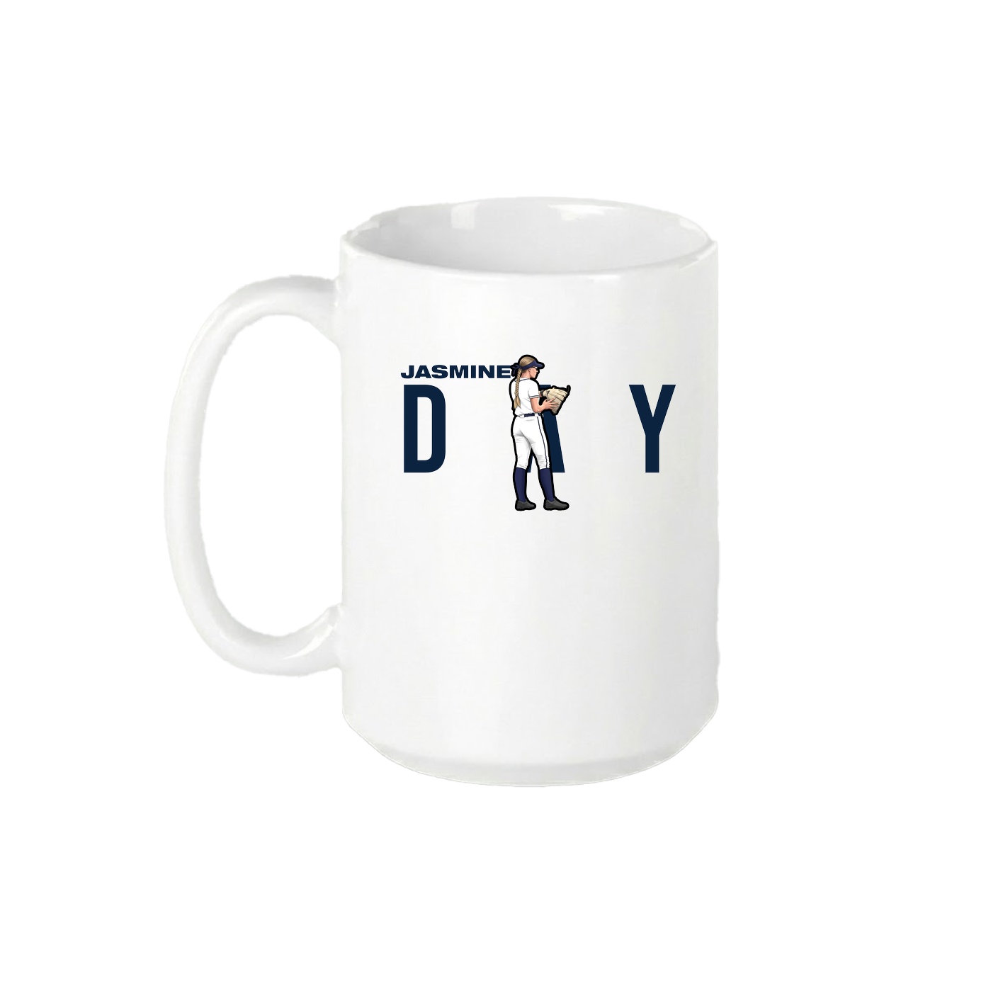 15oz Coffee Mug — Player Name in White