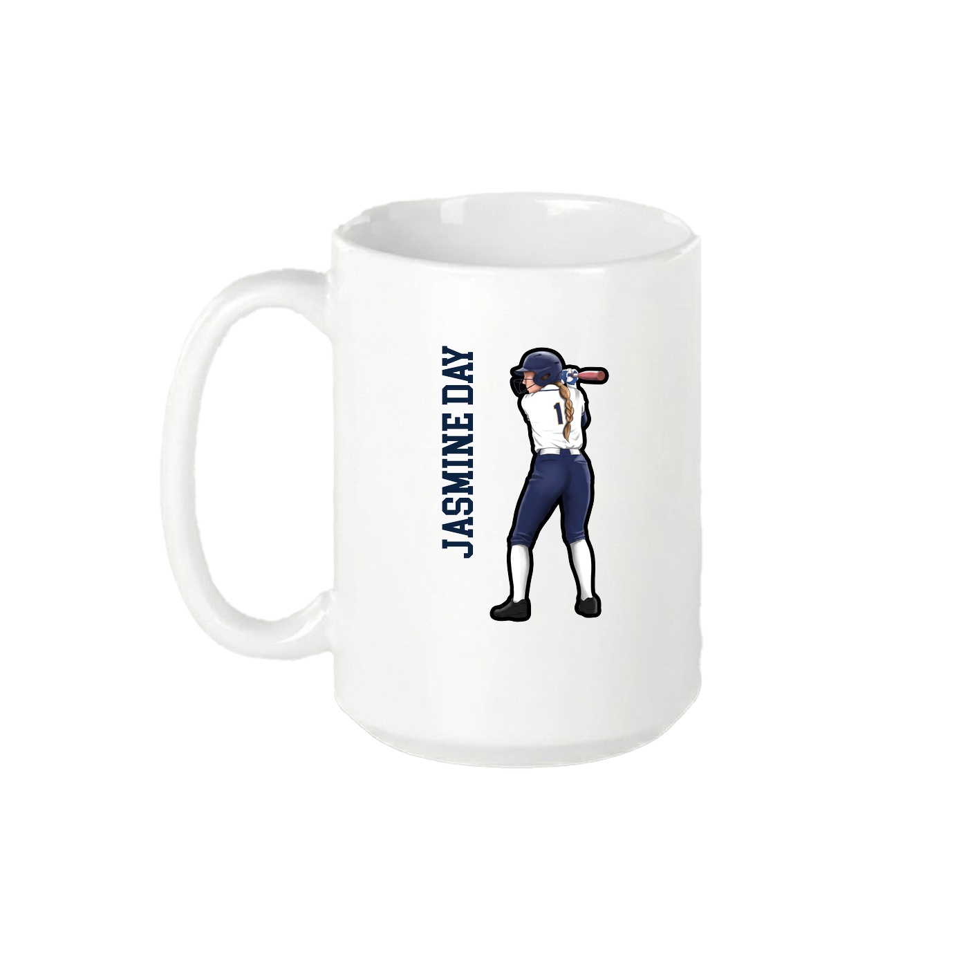 15oz Coffee Mug — Name Vertical in White