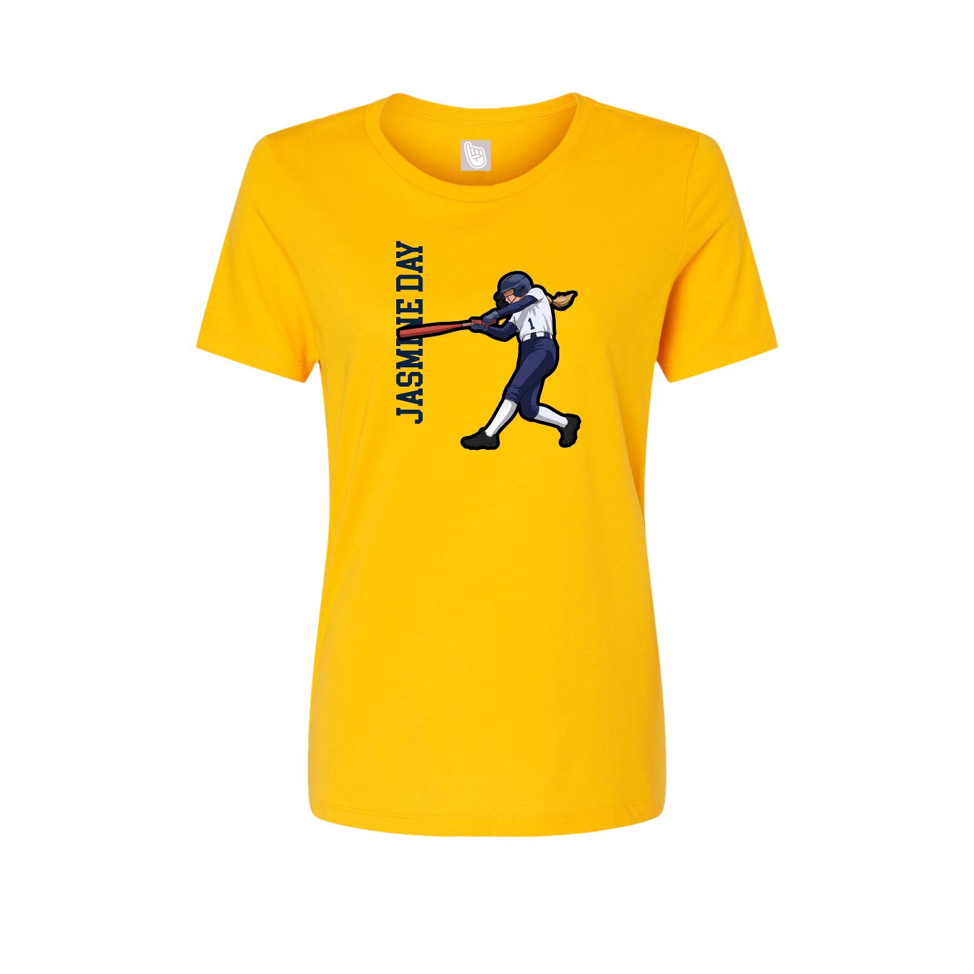Fitted Women's Tee — Name Vertical in Gold