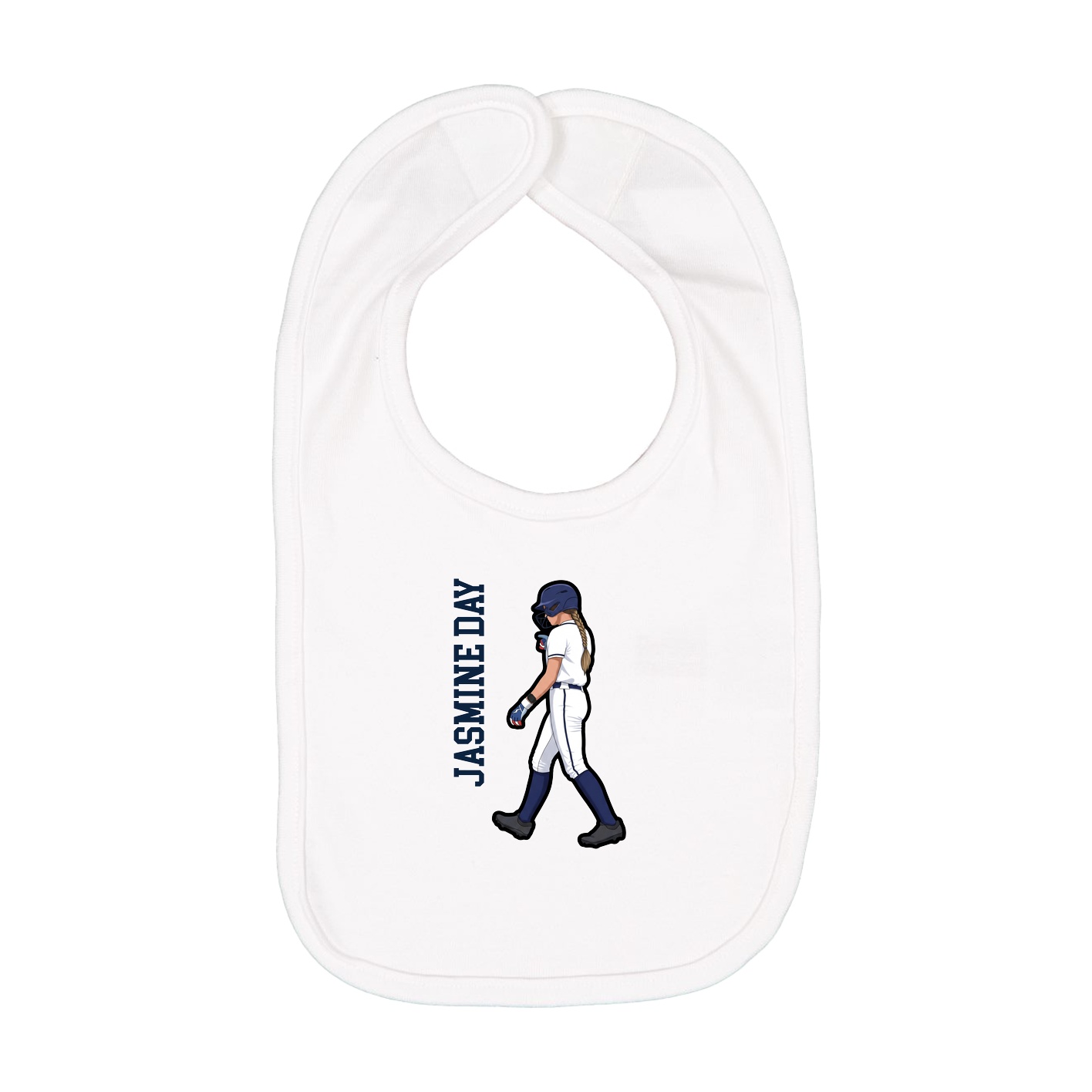 Infant Bib — Name Vertical in White