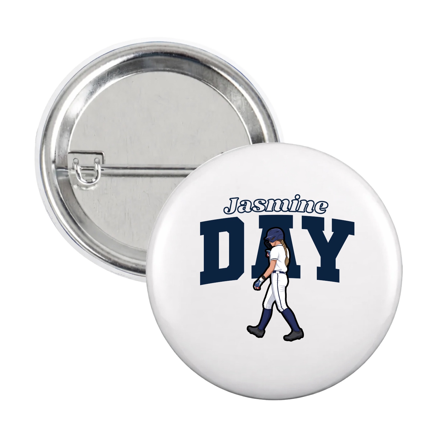 Game Day Button — Name Arch in White