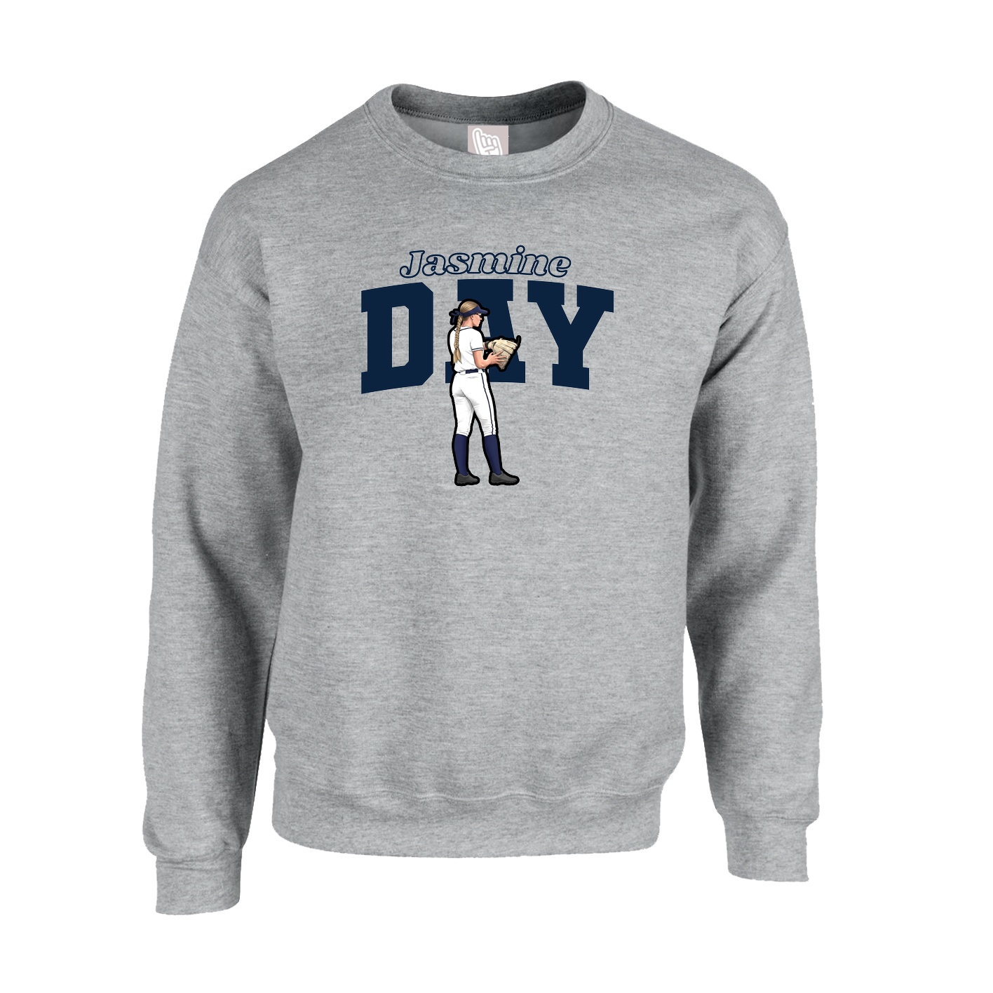 Fleece Crew — Name Arch in Grey