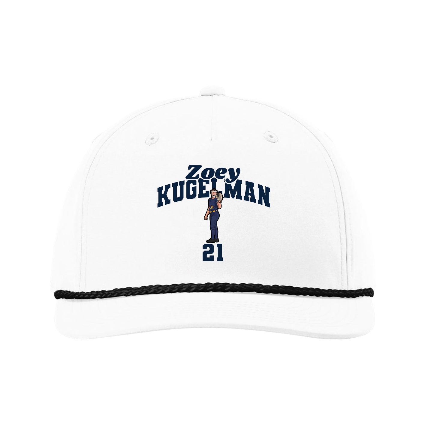 Five-Panel Classic Rope Cap — Signature Arch in White