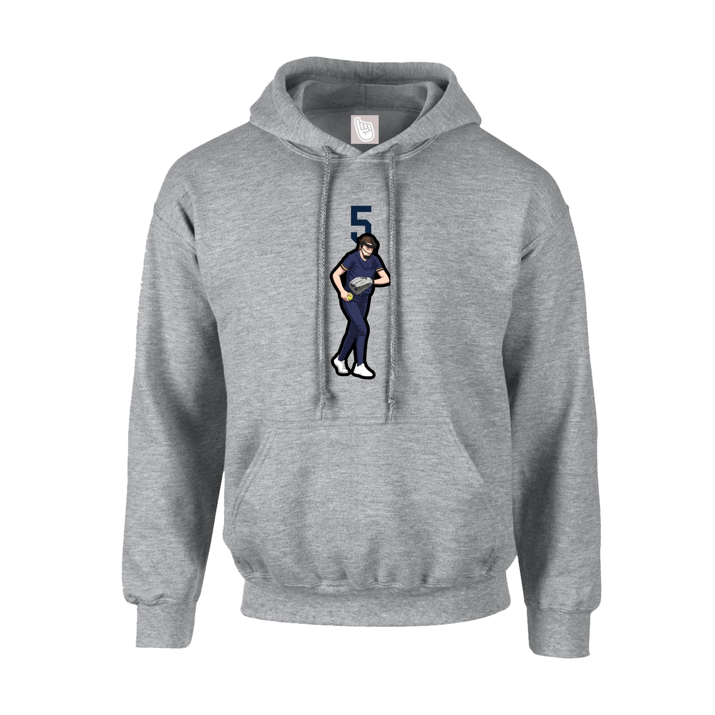 Youth Hoodie — Number Top in Grey