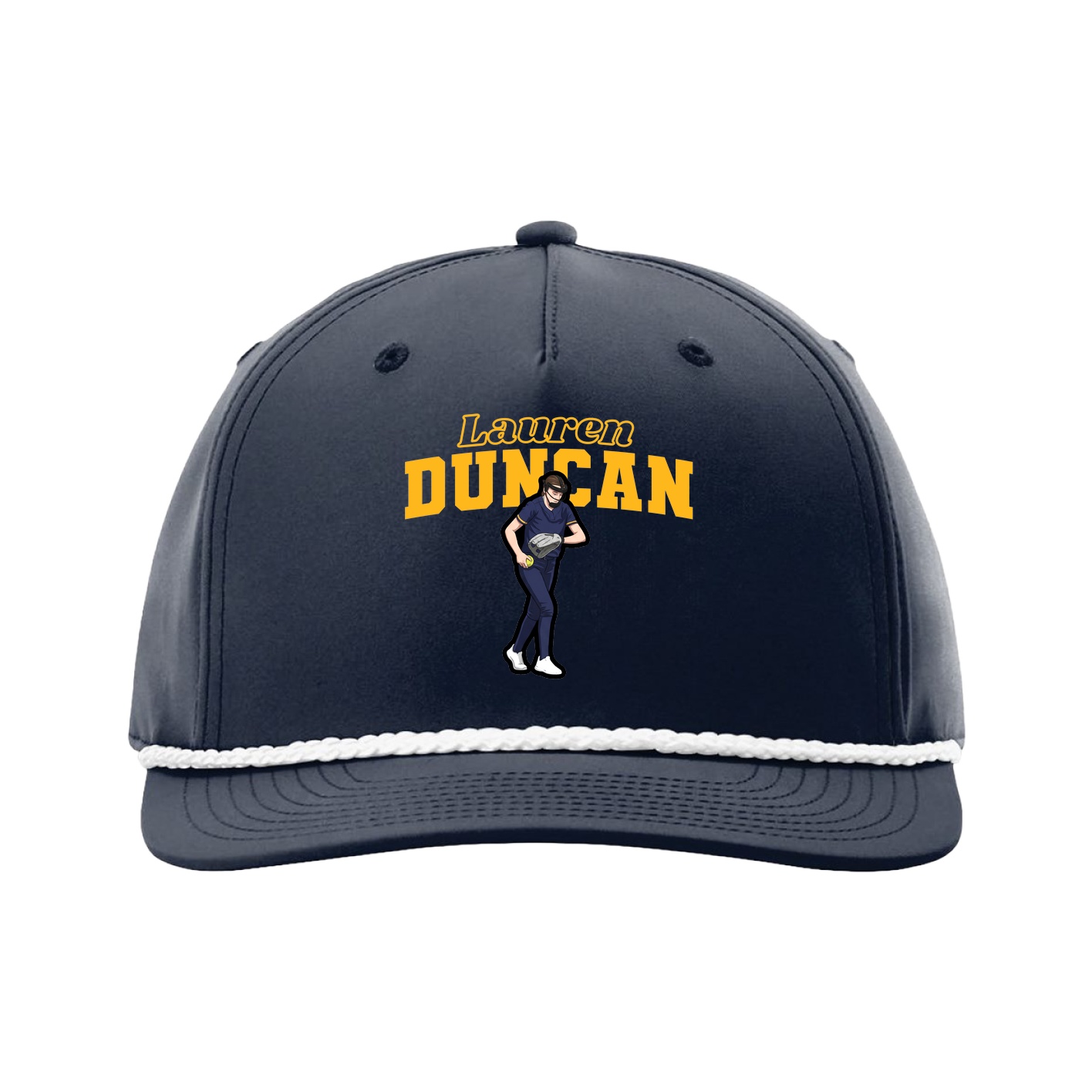 Five-Panel Classic Rope Cap — Name Arch in Navy