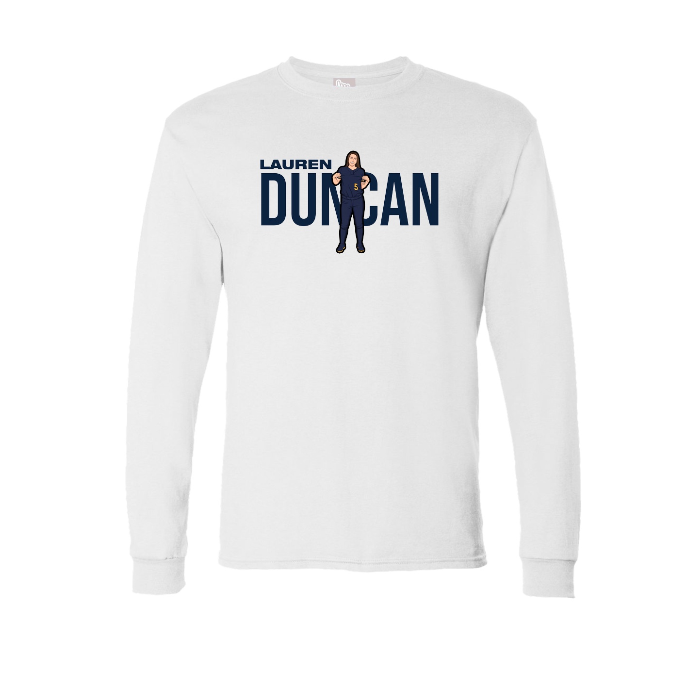 Long Sleeve Tee — Player Name in White