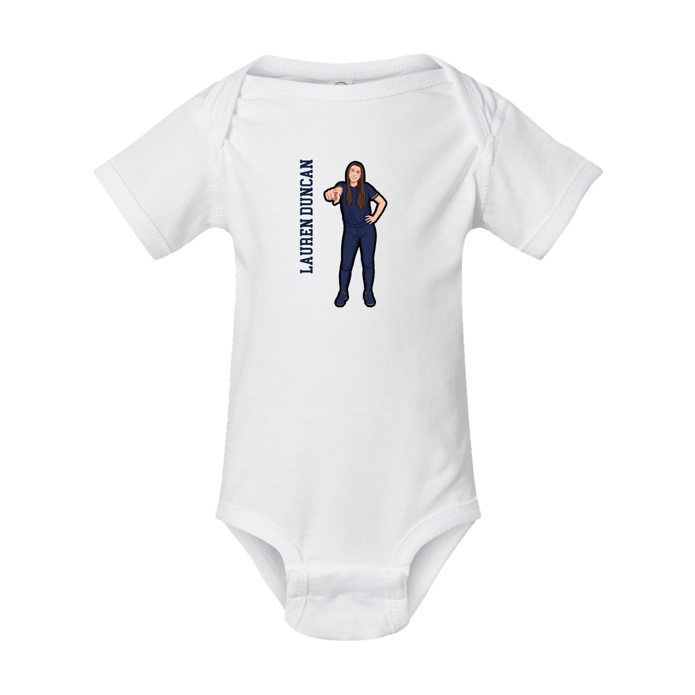 Baby Onesie — Name Vertical in White