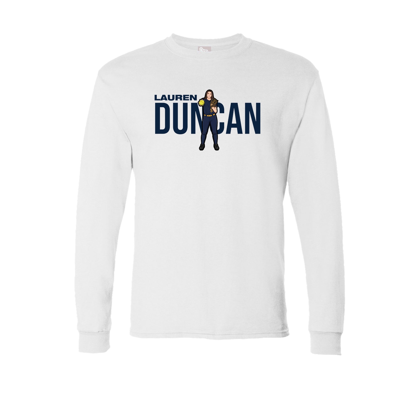 Long Sleeve Tee — Player Name in White