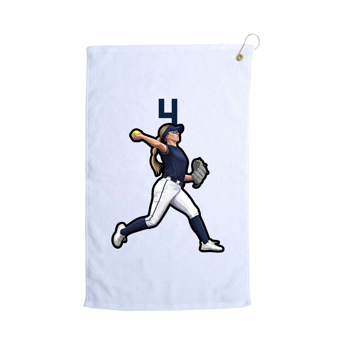 Golf Towel — Number Top in White