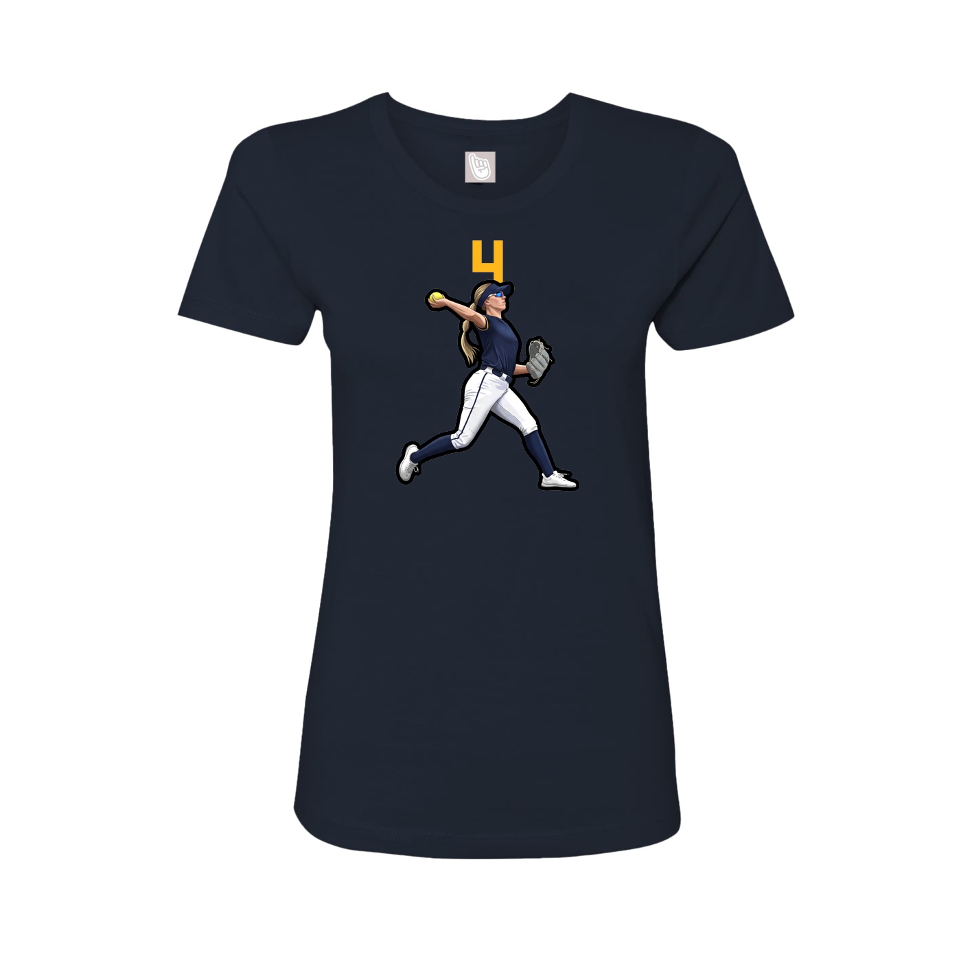 Fitted Women's Tee — Number Top in Navy