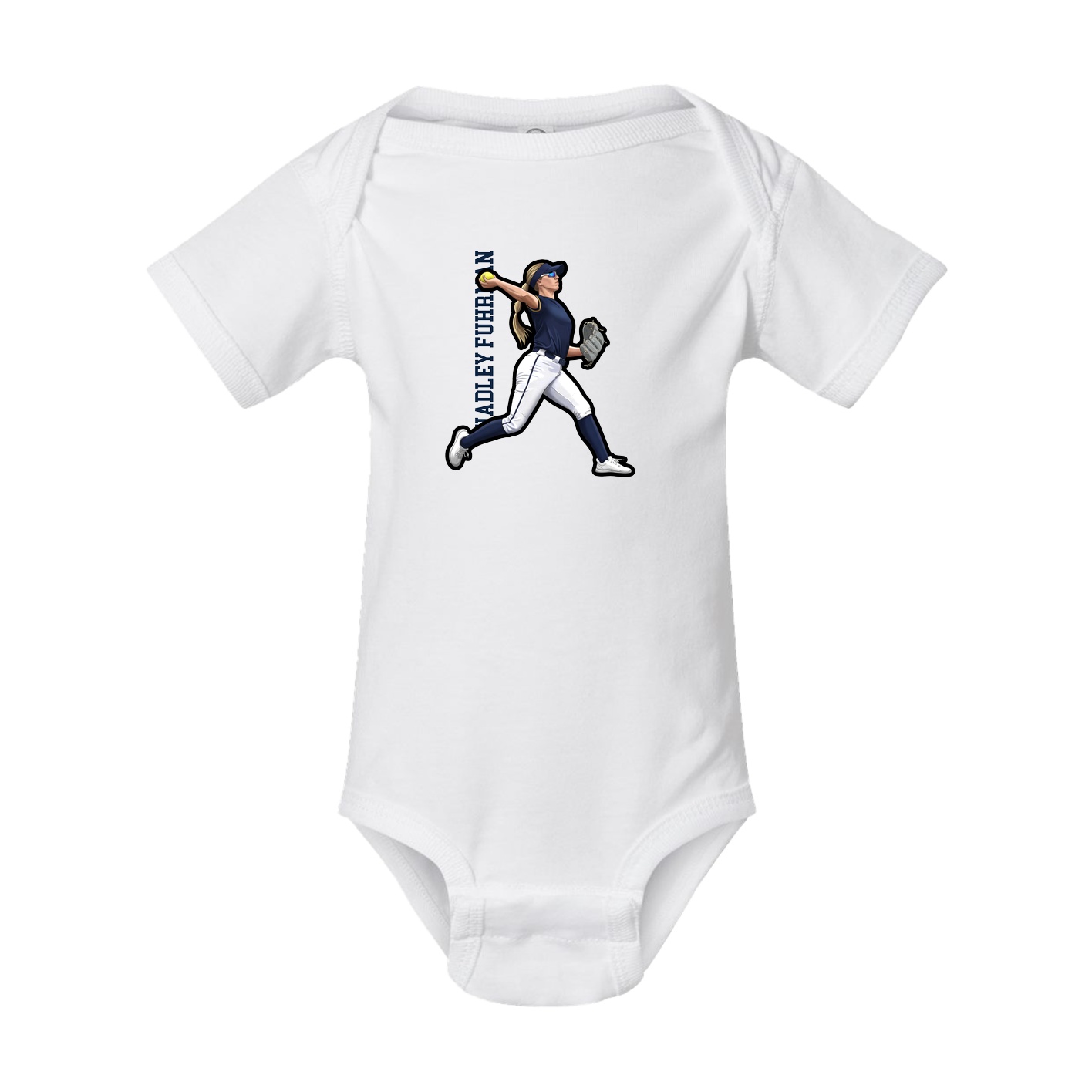 Baby Onesie — Name Vertical in White