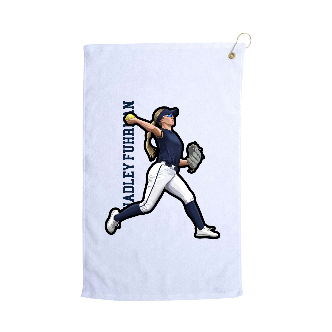 Golf Towel — Name Vertical in White