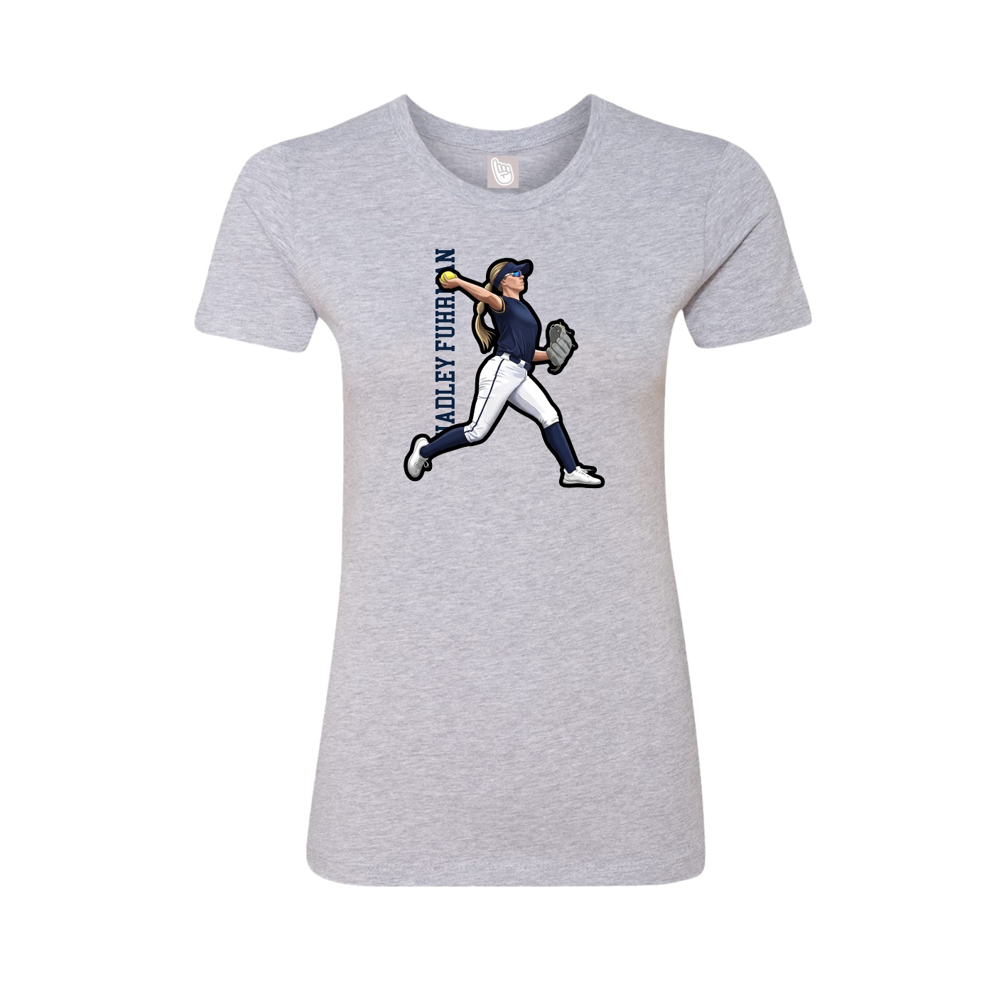 Fitted Women's Tee — Name Vertical in Grey