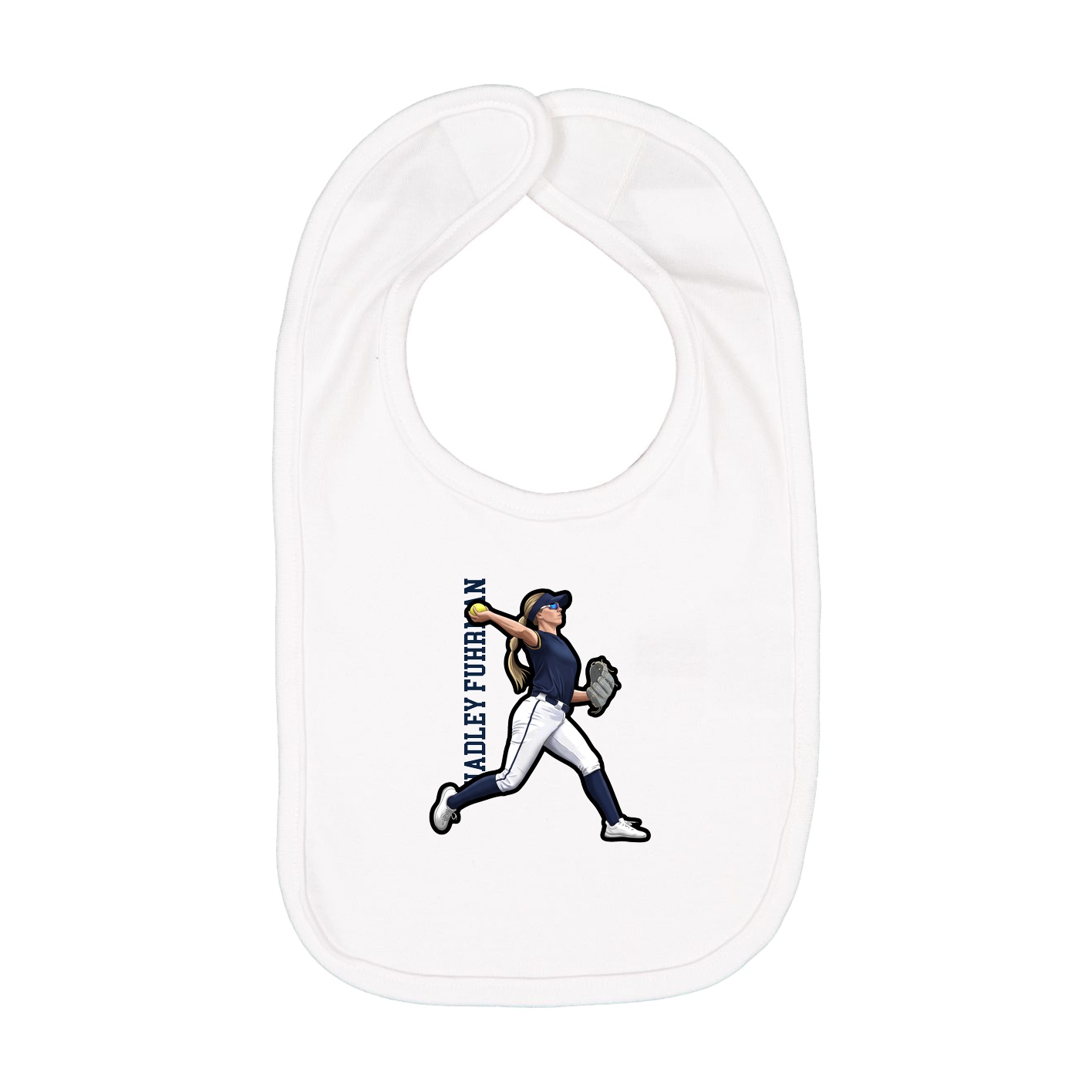 Infant Bib — Name Vertical in White