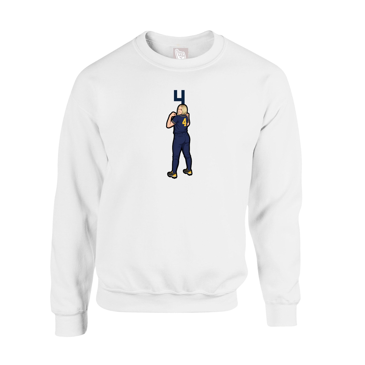 Fleece Crew — Number Top in White