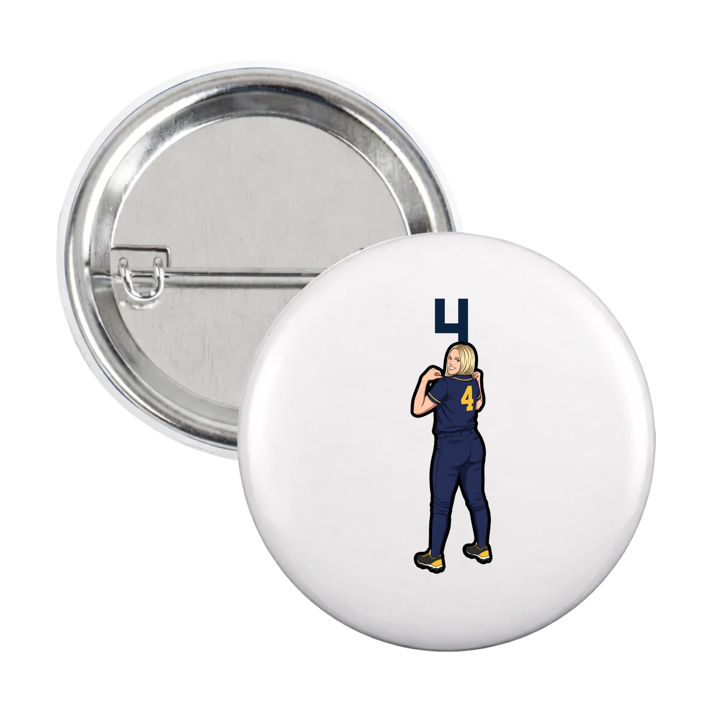 Game Day Button — Number Top in White