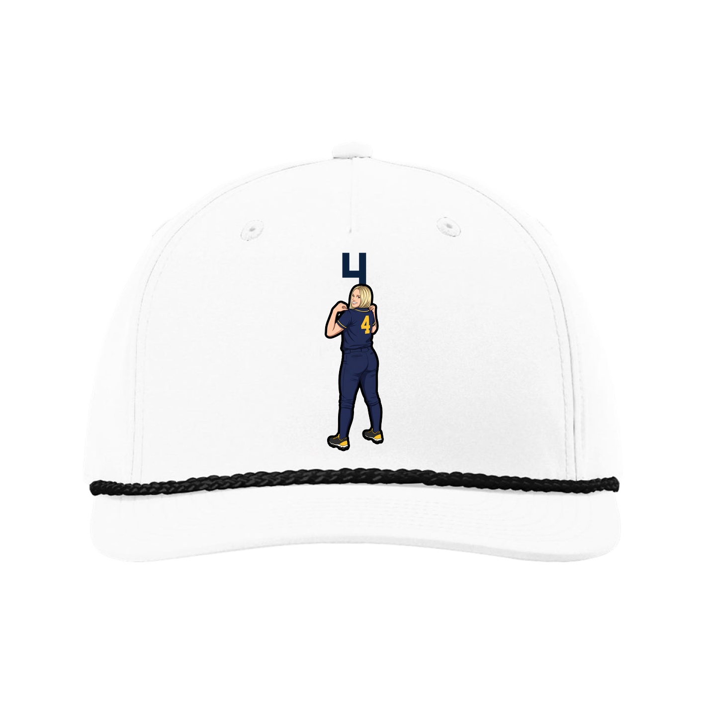 Five-Panel Classic Rope Cap — Number Top in White