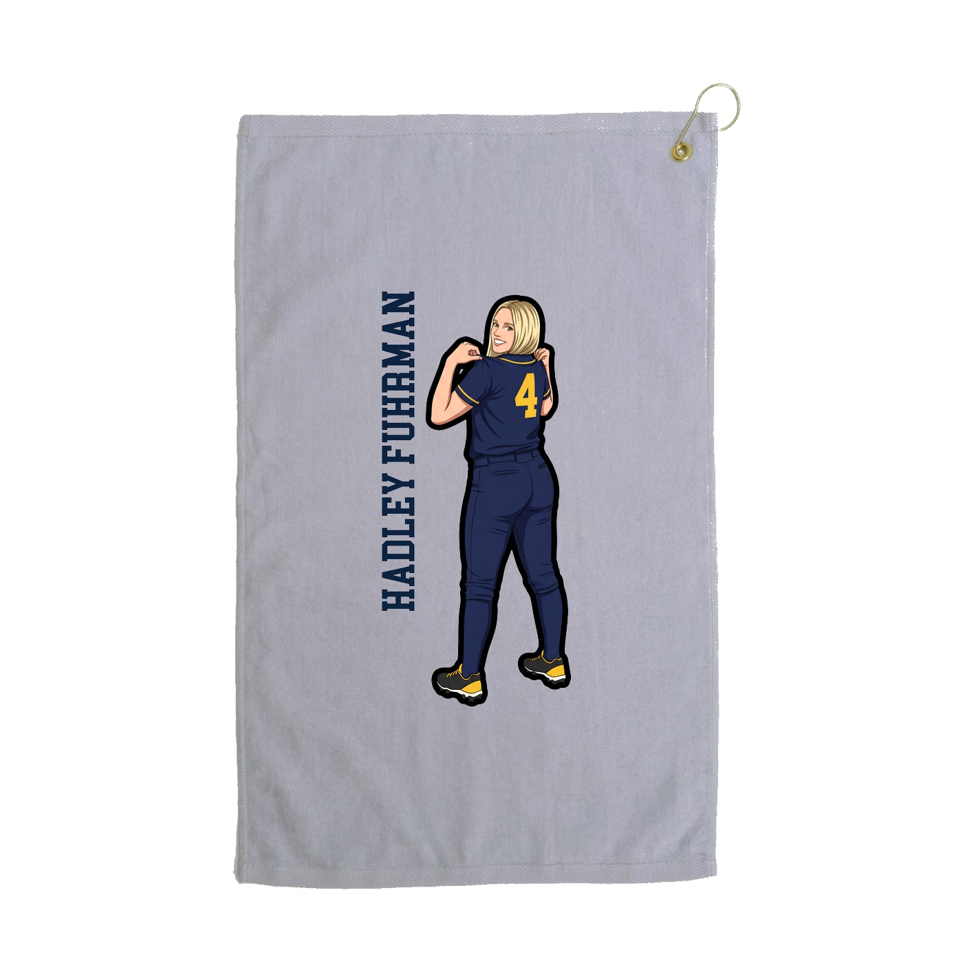 Golf Towel — Name Vertical in Grey