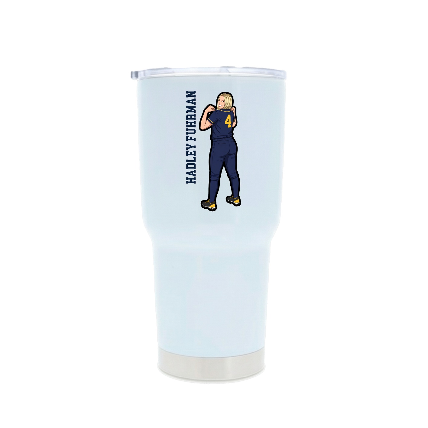 30oz Stainless Steel Tumbler — Name Vertical in White