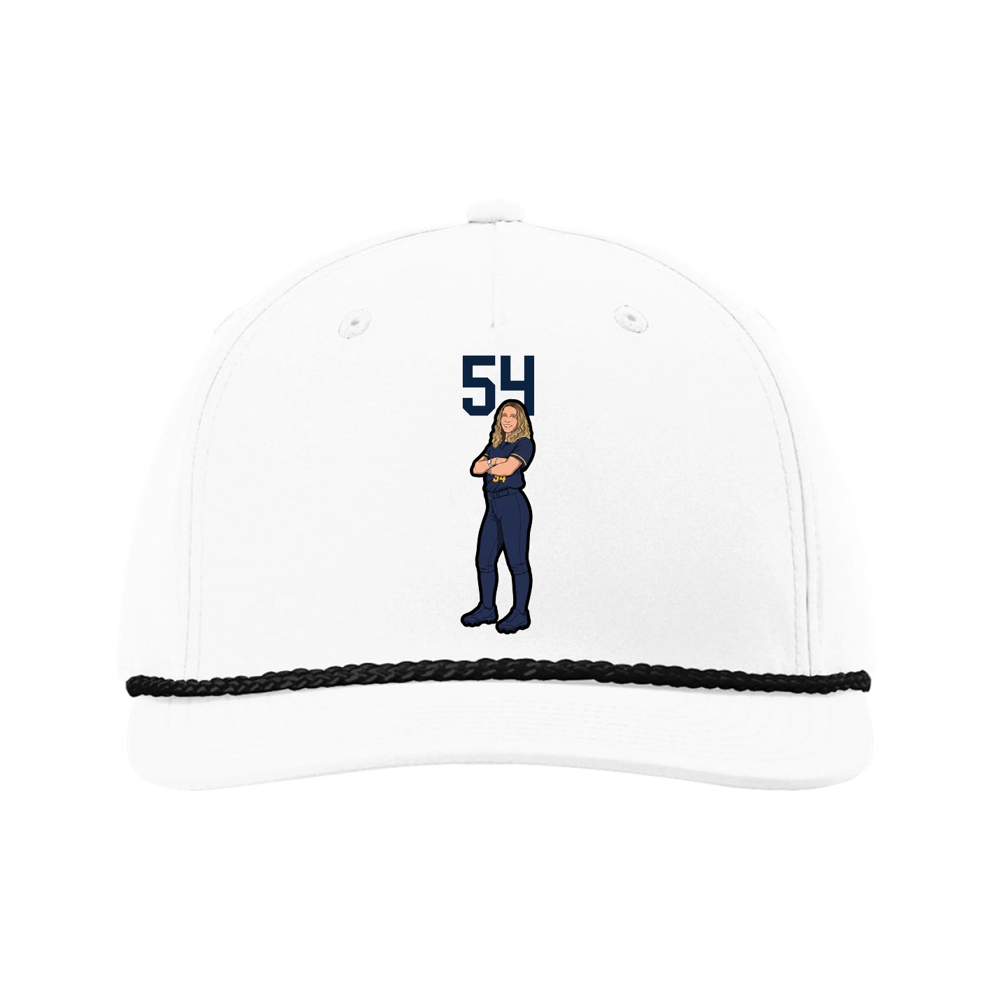 Five-Panel Classic Rope Cap — Number Top in White