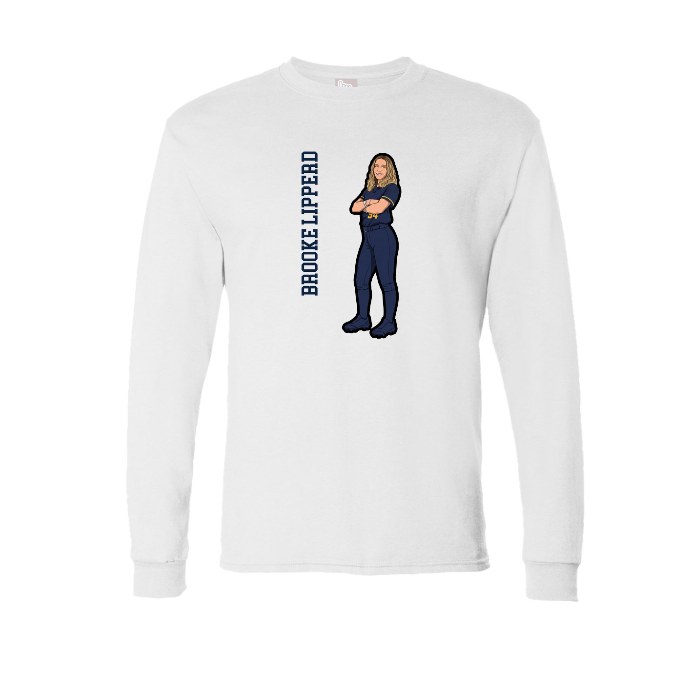 Long Sleeve Tee — Name Vertical in White