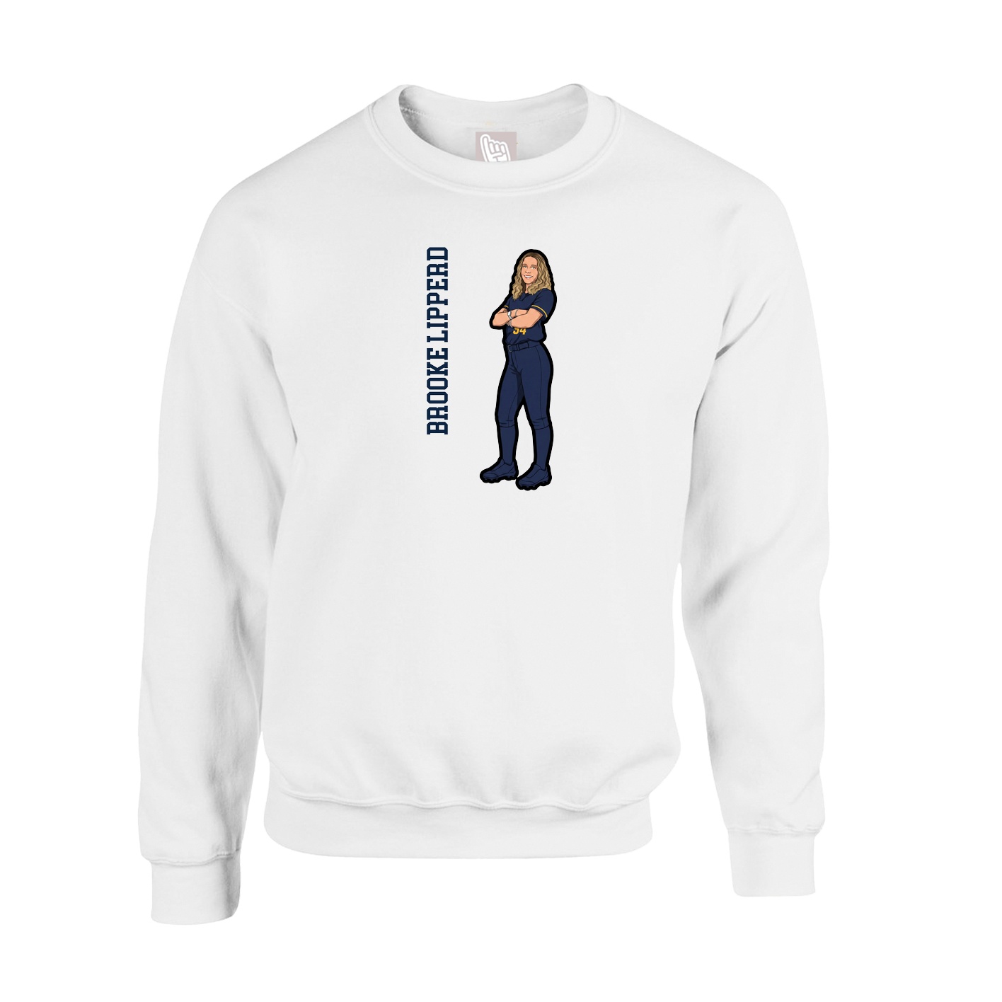 Fleece Crew — Name Vertical in White