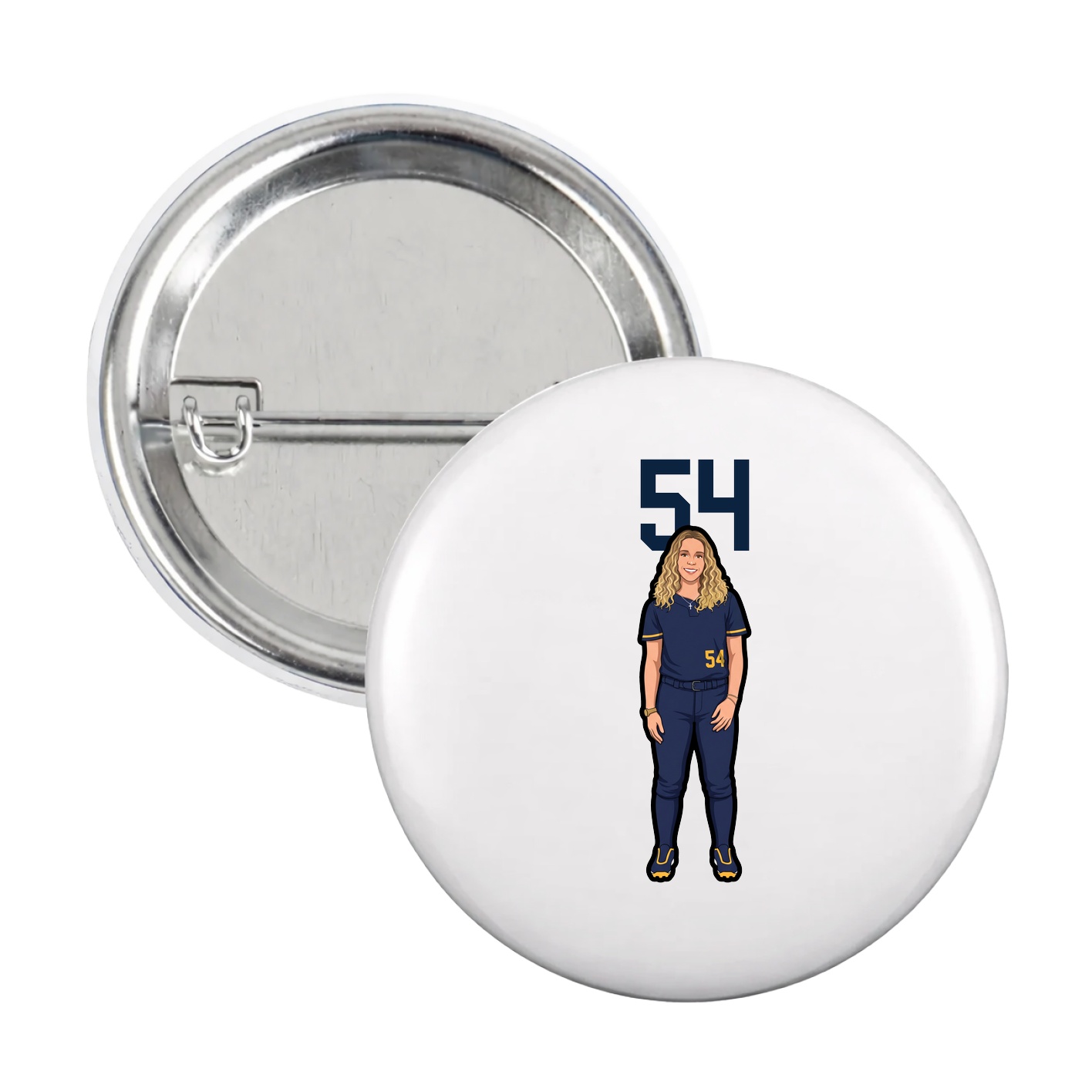 Game Day Button — Number Top in White