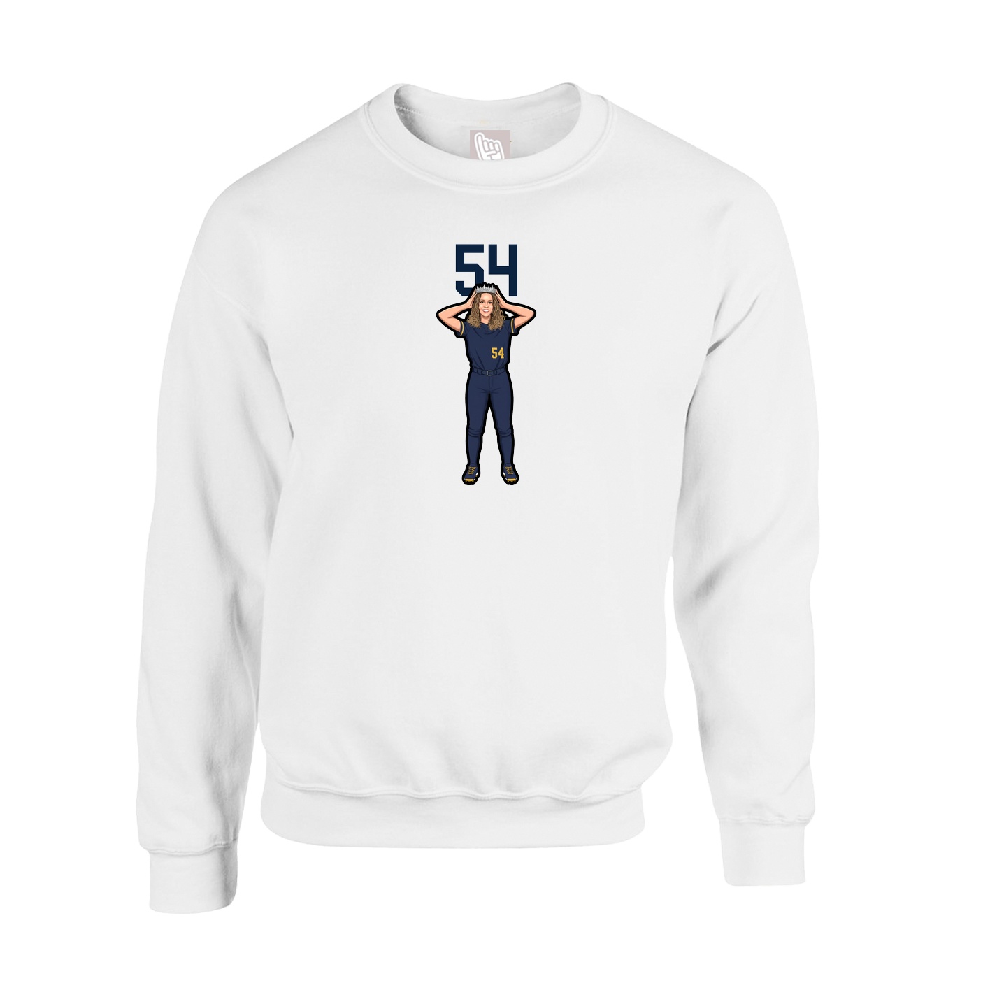 Fleece Crew — Number Top in White