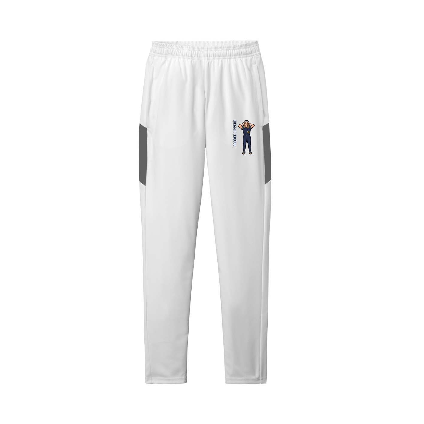 Team Travel Pant — Name Vertical in White/Grey