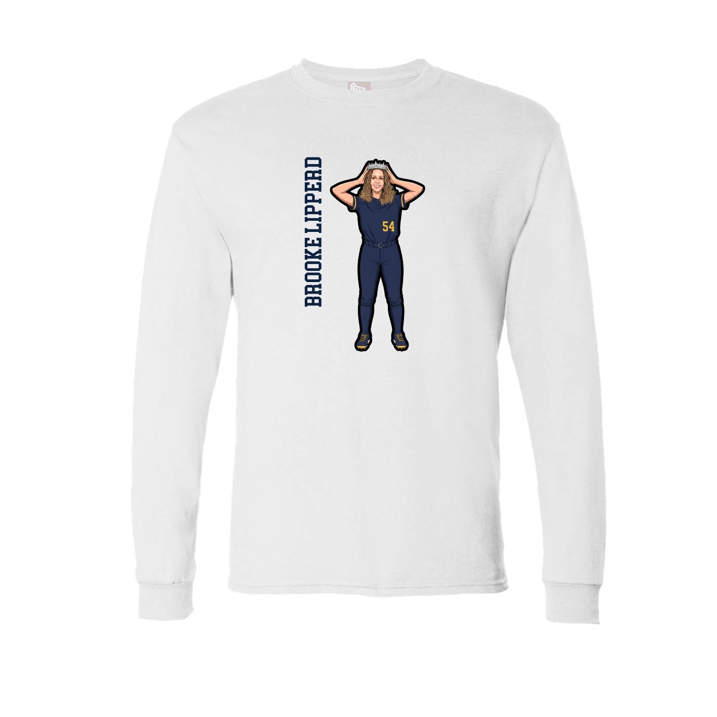 Long Sleeve Tee — Name Vertical in White