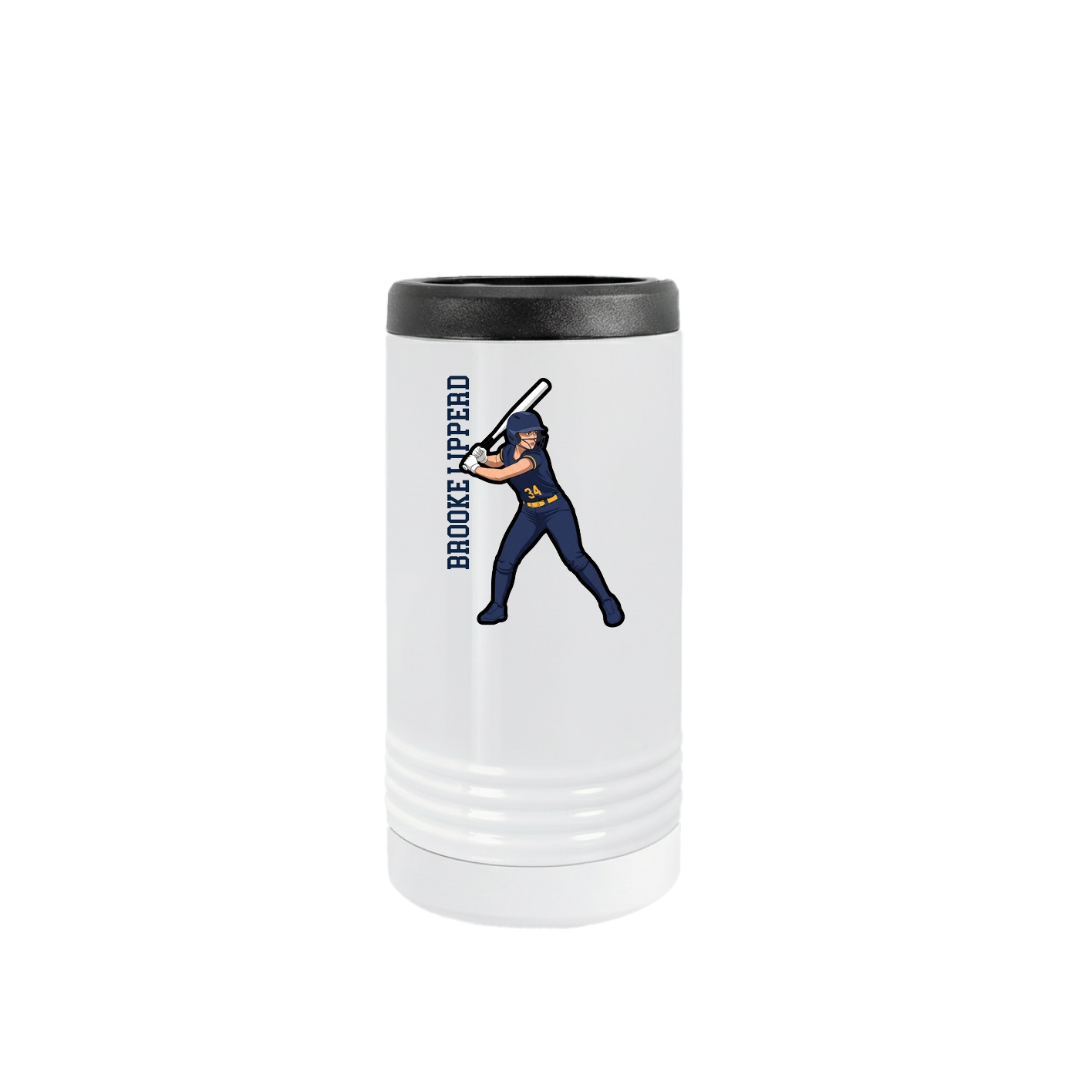 Slim Beverage Holder — Name Vertical in White