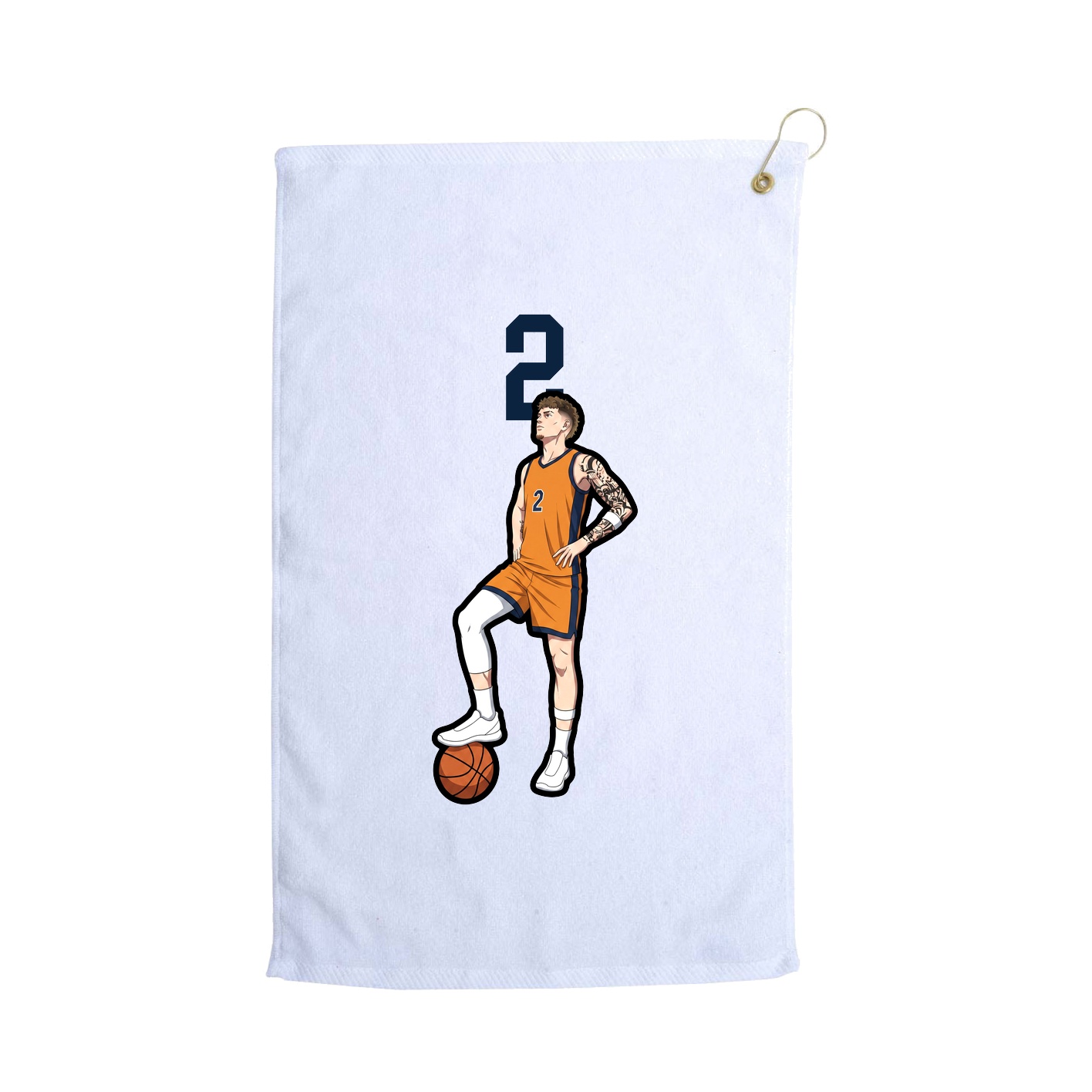 Golf Towel — Number Top in White