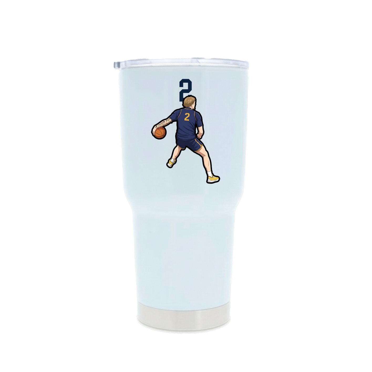 30oz Stainless Steel Tumbler — Number Top in White