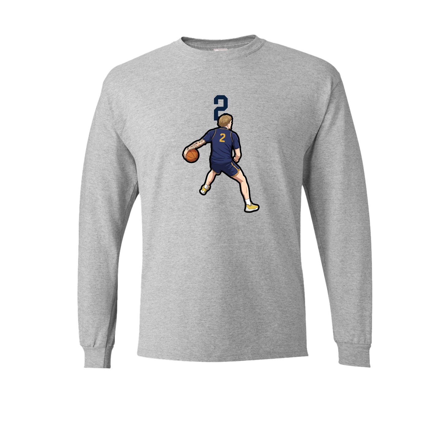 Long Sleeve Tee — Number Top in Grey