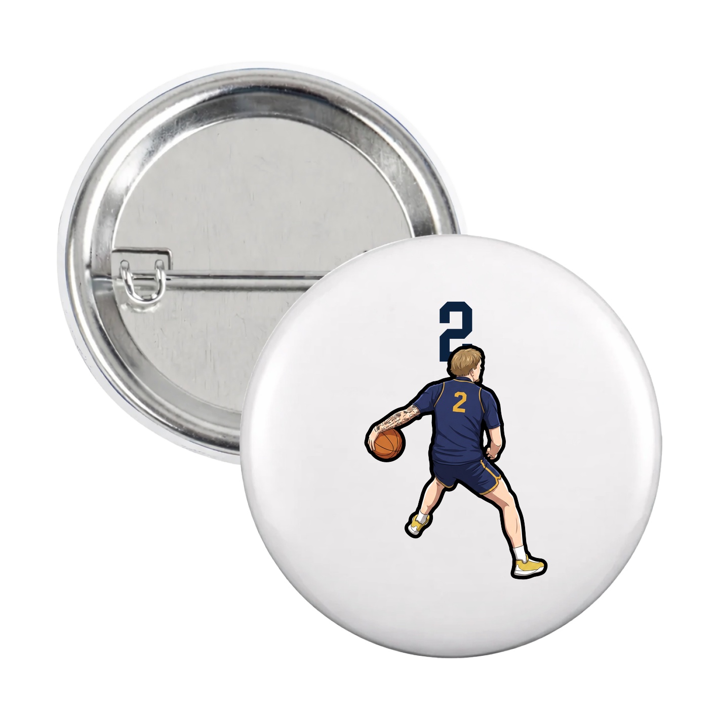 Game Day Button — Number Top in White