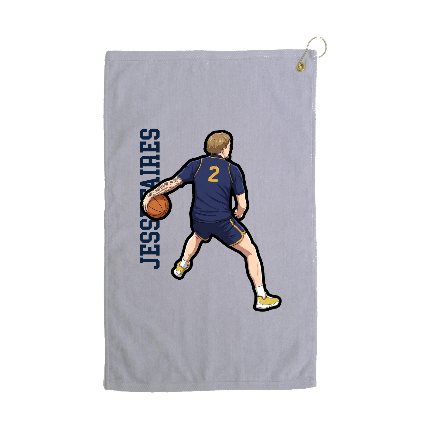 Golf Towel — Name Vertical in Grey